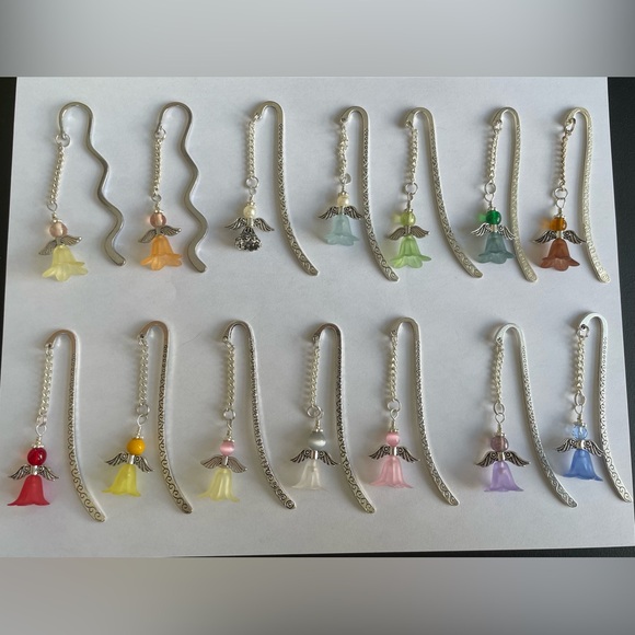 Handmade Light Green Angel Fairy Bookmark with Silver Tone Hook - ideal Gift - Picture 6 of 7